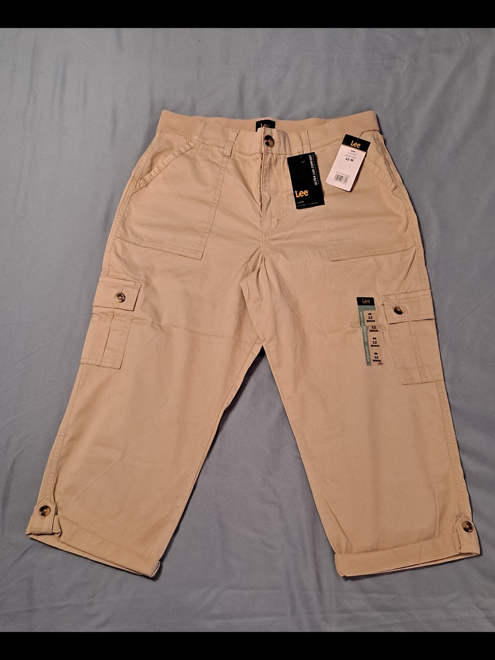 Lee Flex To Go Cargo Pioneer Beige Capri Pants Size 12 - Picture 2 of 8